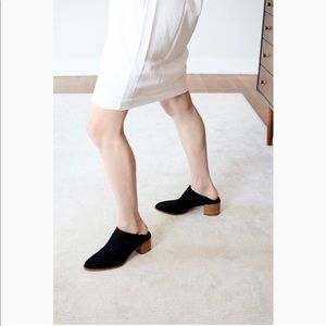 Everlane suede heel black suede mule